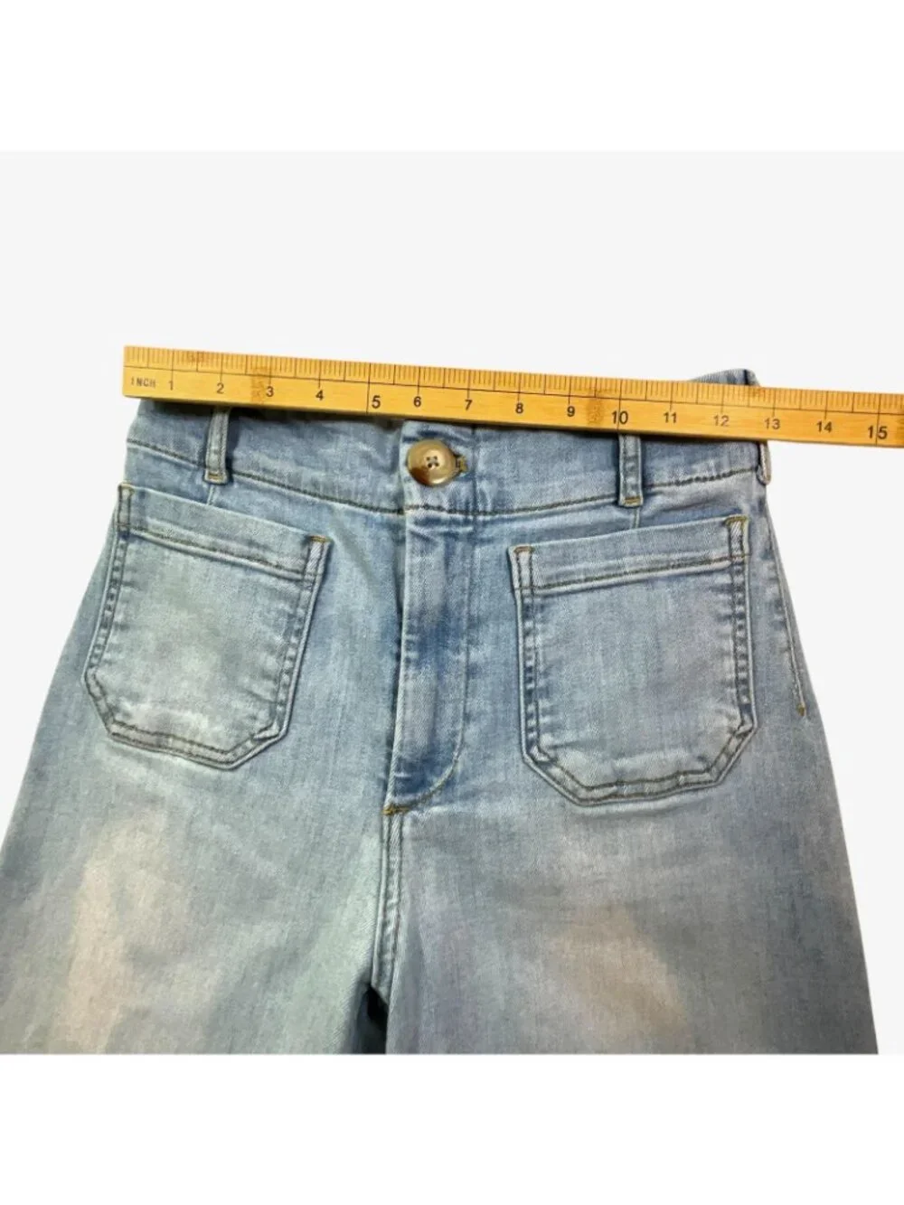 Maeve The Colette Wide Leg Jeans Womens 25 Blue High Rise Crop Denim Stretch